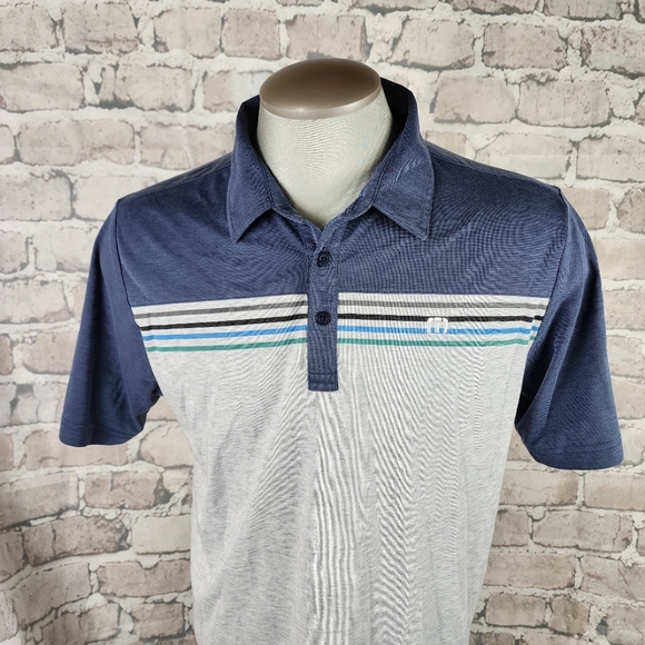 Travis Mathew Polo Shirt Chillie Willies Heather Gray Navy Size Large - Picture 4 of 15